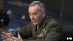 El general Joseph Dunford, excomandante de la misión de la OTAN en Afganistán, testifica ante el Comité de Servicios Armados del Senado.