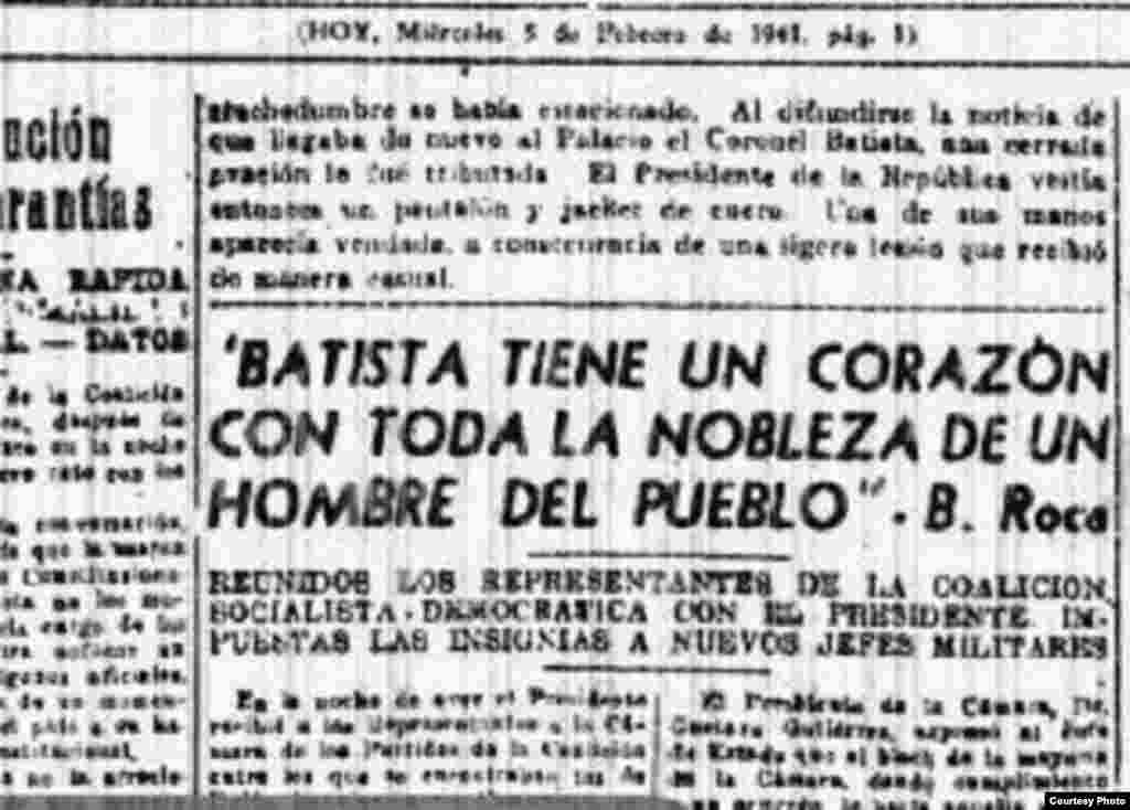 Blas Roca afirma que Batista tiene el corazón de hombre de pueblo.