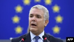 Iván Duque, presidente de Colombia habla en el Parlamento Europeo