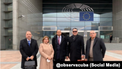 Delegación de cubanos en el Parlamento Europeo.