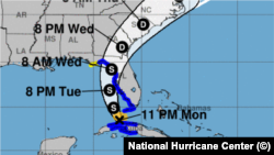 Tormenta tropical Elsa a las 11:00 pm del 5 de julio de 2021 (Centro Nacional de Huracanes de Estados Unidos, con sede en Miami).