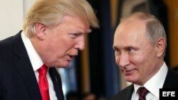 Vladimir Putin y Donald J. Trump conversan en la Cumbre de la APEC en Vietnam. (Archivo)