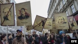 Manifestación en Praga con motivo del 25 aniversario de la Revolución de Terciopelo (17 de noviembre, 2014).