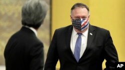 El Secretario de Estado, Mike Pompeo, en la reunión del Quad en Tokio. (Kiyoshi Ota/Pool Photo via AP)