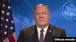 El secretario de Estado Mike Pompeo se dirige a la 50 Asamblea General de la Organización de los Estados Americanos (OEA), el 20 de octubre de 2020.