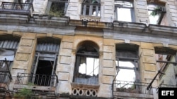 Un edificio que se derrumbó parcialmente en Centro Habana.