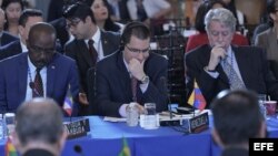 El canciller venezolano Jorge Arreaza durante las sesiones de la 70ª Asamblea General de la OEA. 